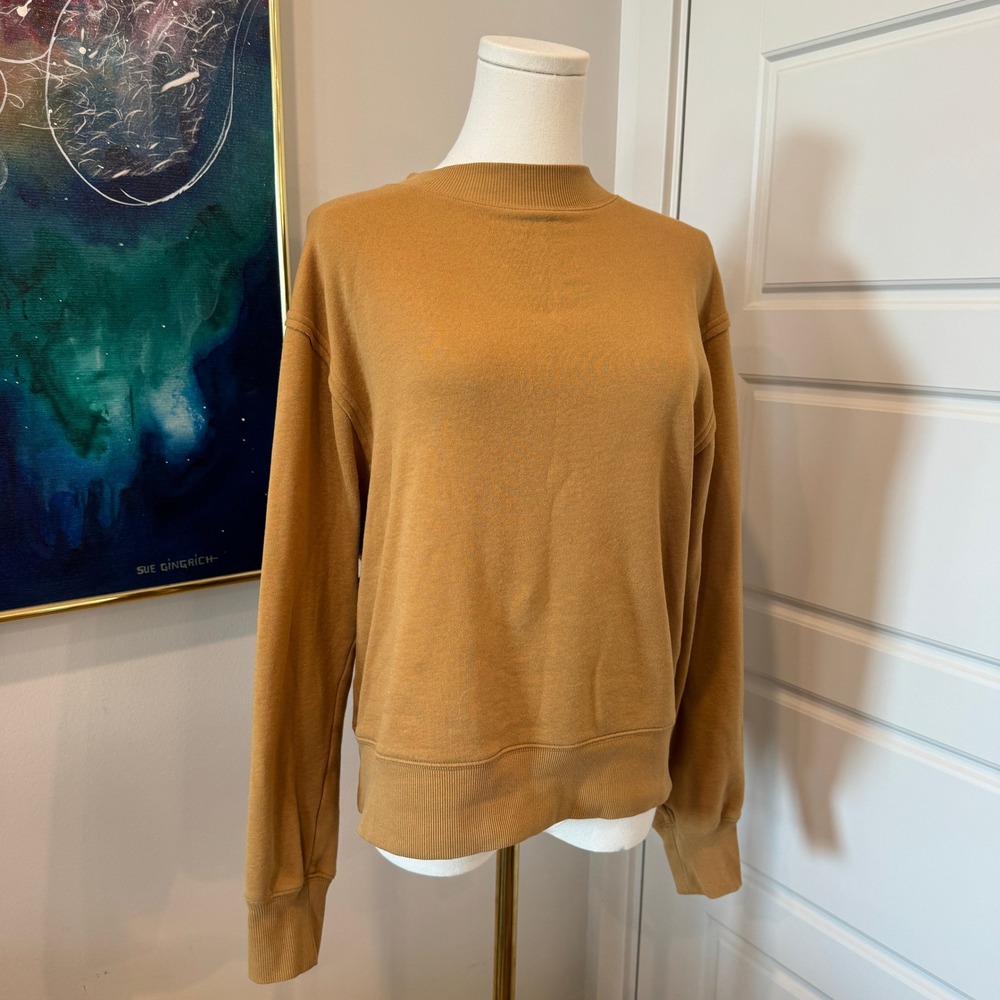Alo Yoga Womens Sweatshirt Mock Neck Oversized Fleece Honey Mustard Size XS